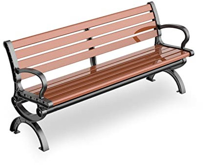 Gartenbank, Bank ohne Rückenlehne, 2-Sitzer-Sofa aus Holz, kann mit Rückenlehne, Armlehne, Aluminiumrahmen, Sitzbereich im Freien, Garten, Schule Sein (Farbe: B-mit Rückenlehne, Größe: 150 c