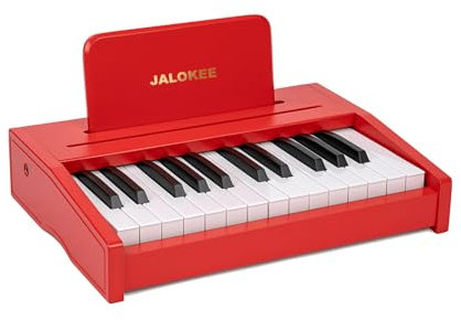 JALOKEE Kids Piano Keyboard, Digital Piano for Kids, Music Educational Instrument Toy, Wood Piano for 3+ Girls and Boys (Red, 25 Keys)