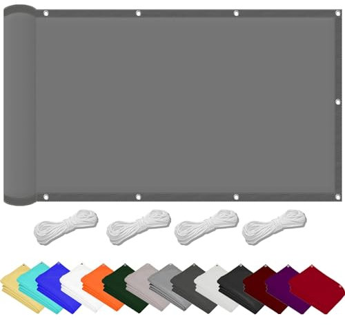 Segeltuch mit Ösen im Viele Größe Und Farben 120 x 450 cm,(Nach Mass) Markisenstoff 98% Uv Schutz Wasserabweisend, Sonnenschutz Tuch mit Öse,Für Terrasse Garten, Hellgrau