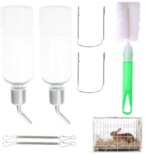 2 Stück Trinkflasche Kaninchen 350ml – Auslaufsichere Trinkflasche Meerschweinchen & Hasentränke Kaninchentränke | Kleintiertränke mit Drahthalter | Hamster Nagertränke für Klein Haustiere