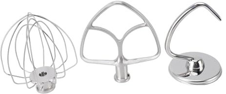 Fouet de Mélangeur, Crochet Pétrisseur, Ensemble de Batteurs Plats pour Mélangeurs sur Socle Kitchen Aid. Accessoires en Acier Inoxydable pour Mélanger, Pétrir, Fouetter, aérer.