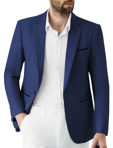 Autsel Blazer Chaqueta de Traje para Hombre Slim Fit con 1 Botón Blazer para Hombre Elegante Formal para Bodas Negocios y Veladas Azul Marino M