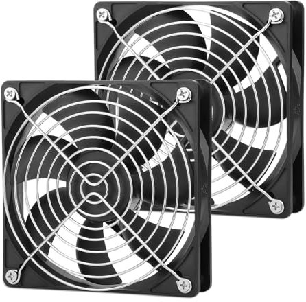 AmRunJe 12V DC Cooling Fan 120mm x 25mm 2Pin Brushless Case Fan for PC Desktop Computer Hard Drive Amplifier PSU Powered Supply 2PCS