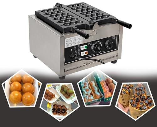 1400W Waffle Ball Machine,Commercial Waffle Skewer Maker,from 50℃ to 300 ℃,for Bakeries, Restaurants, kiosks, and More for Delicious Bubble Waffles