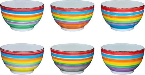 Riyashop Lot de 6 bols à céréales en faïence - Pour petit-déjeuner - Bols à soupe - Multicolore (Ibiza)