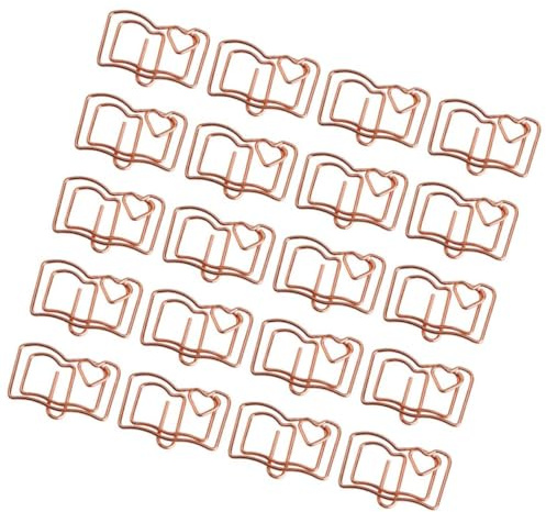 JEWEDECO 30 Stück Kleiner Büroklammern Buchform aus Edelstahl Rosegold Praktische Dokumentenbefestigung für Büro Schule und Basteln