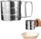 Korysnew Spargitore per zucchero a velo, colino a velo con una sola mano, filtro utilizzabile con una sola mano, in acciaio inox, colino da cucina professionale, spargitore per farina, zucchero