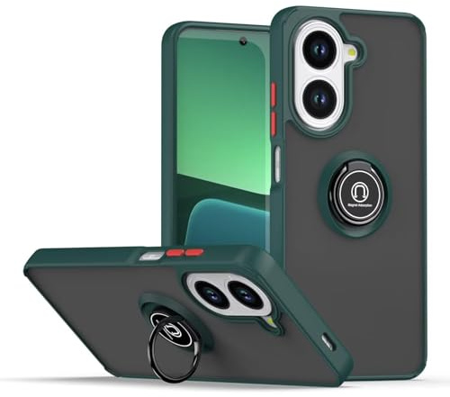 EASSGU Fodral för Redmi A5 4G (Storlek 171,7 x 77,8 x 8,26 mm) (6,88 tum tum), genomskinligt fodral med ringhållare, stötsäkert och fallsäkert TPU silikonfodral - mörkgrön