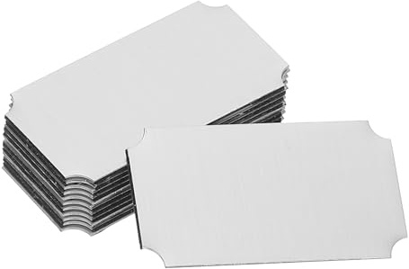 sourcing map Lot de 12 plaques vierges en métal gravées Argenté 4,1 x 2,3 | Plaque signalétique adhésive solide en aluminium anodisé - Coins crantés au laser pour panneaux et travaux manuels