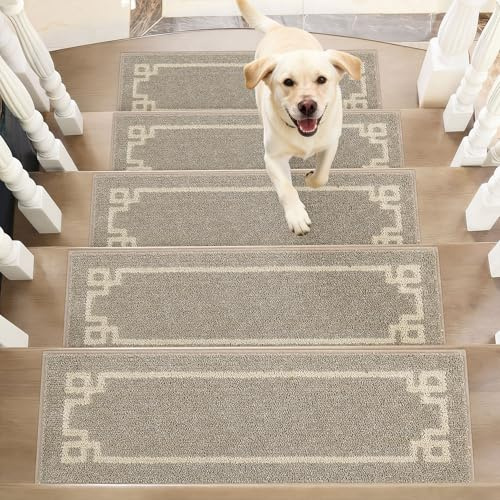 BEQHAUSE Treppenstufen Matten, Einfache Montage, 15 Stück, 22x70cm, Beige