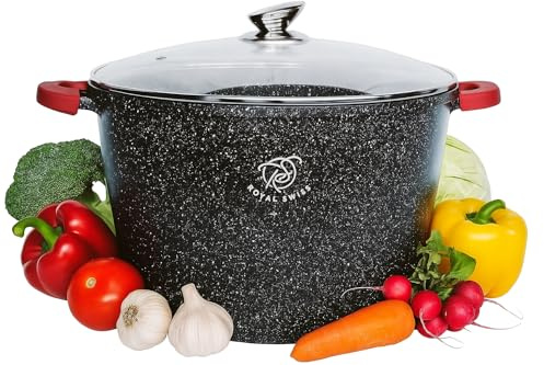 Royal Swiss® Topf Antihaftbeschichtet mit Deckel – Induktionspfanne mit abnehmbaren Griffen – Ø 32 cm/14 Liter – Suppentöpfe – Pfanne für alle Herdarten – Antihaftbeschichtung – Non Stick Cooking Pot
