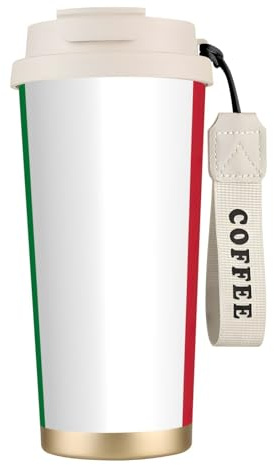 JEJEA Tasses isothermes en acier inoxydable avec motif drapeau italien, double paroi, tasse à café de voyage pour la maison et le bureau