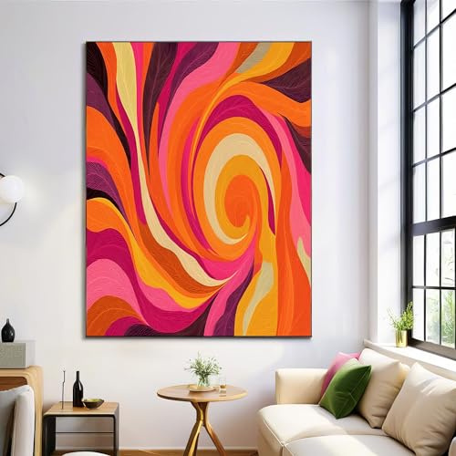 Leinwand Bilder, Abstrakte Kunst Illustration Wandbilder, Klassisch Wand Deko Wohnzimmer Schlafzimmer Badezimmer Küche, Zimmer Deko Aesthetic, Wirbellinienmuster, 60×80 cm