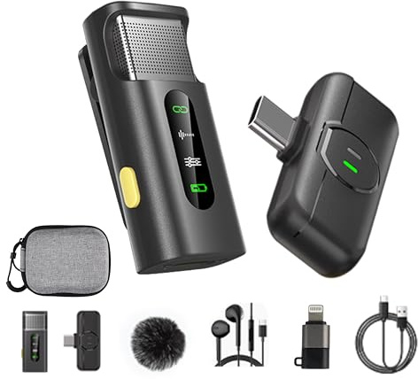 Wireless Lavalier Microphone for iPhone/Android,Clip-On Mic Pocket Charging Case,48kHz/24-bit High Fidelity Audio, 328ft Range, Noise Cancelling,Portable box,MacBook,YouTube,Vlogging,Blog,Video
