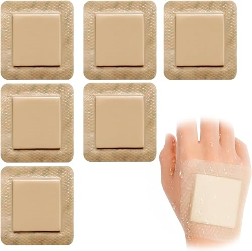 kelav 6 Stück Silikon Schaumverband 10x10 cm, Selbstklebender Wundverband mit Wasserdichter Schutz, Atmungsaktiver Schaumstoffverband für Wundpflege
