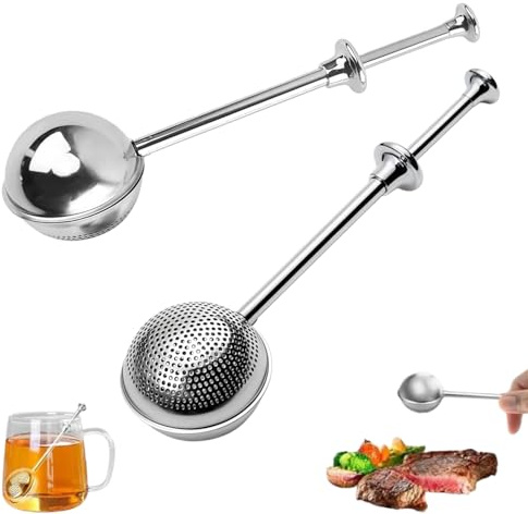 Zpeiran 2 Boules à Thé en Acier Inoxydable 304,Filtre à thé Boule Acier Inoxydable,Infuseur,pour Manche Télescopique et Poignée de Poussée,Tamis à Farine,Pinces à thé,Infuseur à thé,épices