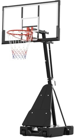 Garvee Basketball Hoop, 52 Inch Shatterproof PC Backboard, 4.9-10FT Height Adjustable Basketball Hoop Goal System,Mobile Stand with Wheels Weighted Base,Youth&Adults, Driveway Backyard Pool Play