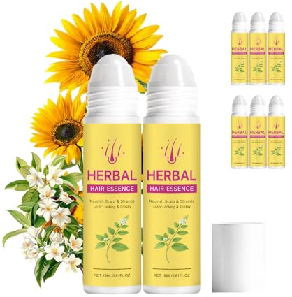 Herbal Hair Siero Roll On – Olio di cocco infuso cuoio capelluto & pianta olio essenziale filo nutrizione, elisir per capelli vegetali, crescita dei capelli & volume-booster per lussureggiante lucido