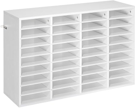 VEVOR Estante de Almacenamiento de Documentos 36 Compartimentos, Organizador de Archivos de Madera 95,7 x 30 x 60 cm, Clasificador de Literatura con Estantes Desmontables para Oficina, Aulas, Blanco