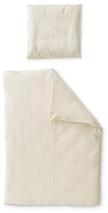 Ehrenkind® Bettwäsche-Set Musselin | 100% Bio-Baumwolle | Standard 100 by Oeko-TEX | 200x135cm + 80x80cm Natur | Bettwäsche 135x200