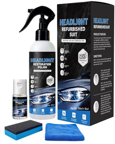 Genérico Kit Restauración Faros - 180ml Headlight Cleaner | Líquido Duradero Headlight Cleaner and Restorer Kit - Reparación Visibilidad Automotriz | Auto Motocicleta Garaje Taller Viaje Conducción