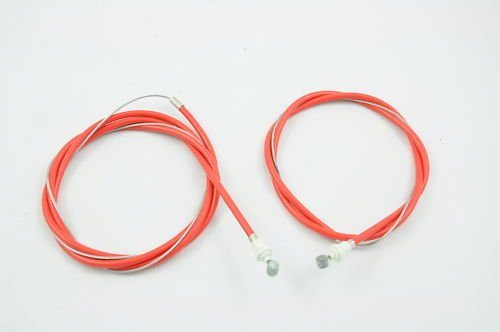 PCM OLD SCHOOL BMX,RALEIGH BURNER OR ANY BMX BRIGHT RED FRONT & REAR BRAKE CABLE SET HARD TO FIND FEW ONLY LEFT