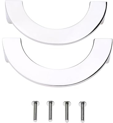 2Pcs Griffe Halbrund Form Schrank Kabinett Schublade Griff Türdrücker Knöpfe - silber