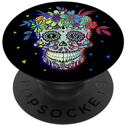 PopSockets Mexikanischer Tag Der Toten Schädel Totenkopf Sugar Skull PopSockets PopGrip: Ausziehbarer Sockel und Griff für Handys/Tablets mit Tauschbarem Top