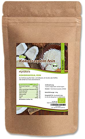 Mynatura Bio Kokosraspeln fein teilentölt | Aus frischem Kokosnussfleisch | Ideal für Backen, Müsli, Smoothies & Curry | Ballaststoffreich & Proteinquelle | Ohne Zusätze | 1000g Beutel(1000g)