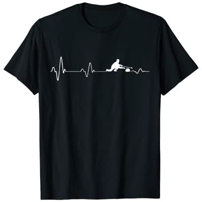 Curling Herzschlag Puls Wintersport Eisstockschießen T-Shirt