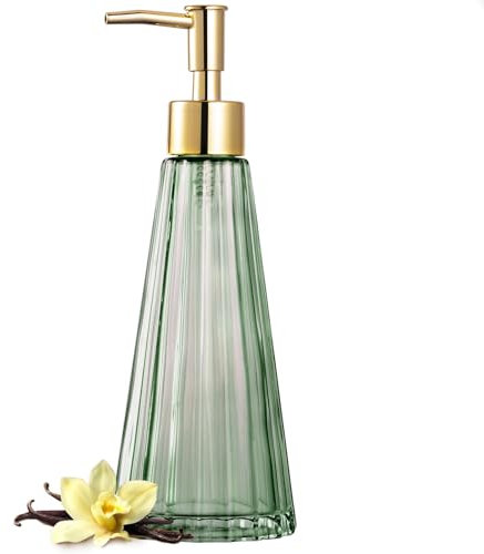 EMPO Dispenser di sapone in vetro vintage elegante, per sapone liquido/disinfettante, bottiglia di shampoo con pompa, dispenser di sapone per le mani, accessori da bagno