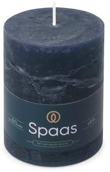 Spaas - Candela pilastro in stile rustico, 80/110 mm, 65 ore, blu scuro