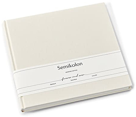 Semikolon 367183 Wedding Edition - Libro de visitas (25 x 23 cm, con 180 páginas en blanco, marcapáginas), color crema