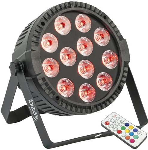 IBIZA THINPAR-12X6-RGBW LED PAR Scheinwerfer Disco DJ Party Club Effekt Floorspot Effektlicht Fernbedienung DMX Stroboskop