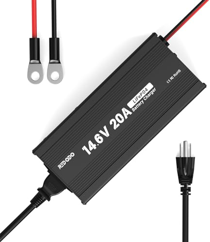 Redodo 12V 20A Lithium Batterieladegerät, 14,6V AC-DC, 0V-Aktivierung | Für 12,8V LiFePO4 Batterien, Mehrfachschutz, Anderson-Stecker & LED-Anzeige, 3-Stufen-Ladung für WoMo, Home, Solar & Off-Grid
