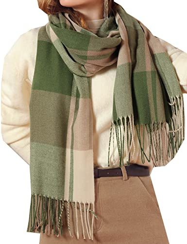 HYUET Winter Pashmina Schal Schal Damen Plaid Elegant Lange Weiche Warme Wickelschals Tartan Tartan Wrap Strickschal Winter Poncho Stola Pashmina für Damen Herren