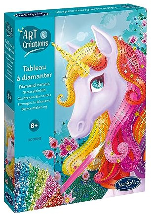 Sentosphère 3932550 Bastelset Strassstein-Bild, Motiv Einhorn, Kreativ-Set, DIY für Kinder und Erwachsene