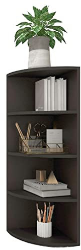 Eckregal Corner 120 Schwarz Bücherregal 4 Fächer, Eckregal stehend, aus Holz 40x40x120 cm schmal, Eckwandregal