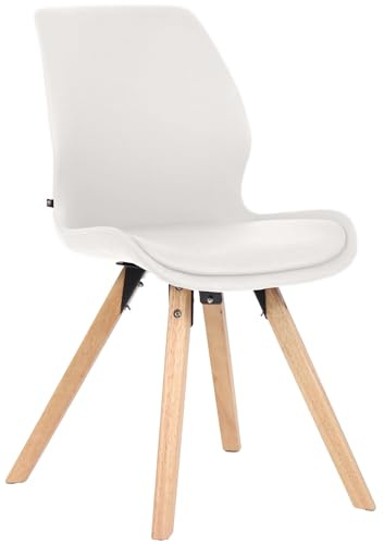 CLP Esszimmerstuhl gepolstert Luna, Moderner Küchenstuhl mit Rückenlehne, bis 136 kg belastbar, geeignet für Küche und Wohnzimmer Farbe weiß Material Kunstleder