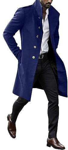 Fulidngzg Soprabito Uomo Doppiopetto Business Lana Giacca Slim Fit Elegante Colletto Risvolto Spolverino Casual Sottile Cappotto Lavoro Lungo Soprabito Outerwear Invernale