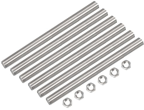 QUARKZMAN 12 Pcs M10 x 250mm Entièrement Fileté Tige avec 12 Pcs Hex Écrous, 1,5 mm Filetage Pas 304 Inox Acier Droite Main Fileté Tiges Barre Goujons
