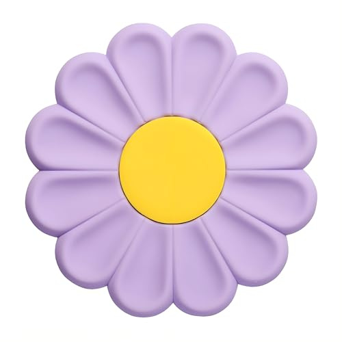 Daisy Trivet for Hot Pots and Dishes, 6.7 Inch Round Flexible Silicone Pot Holders Hot Pads, Anti-Slip Coaster, Heat Resistant Mat Multi-Use Creative Placemat, Hot Pads for Kitchen (Purple)