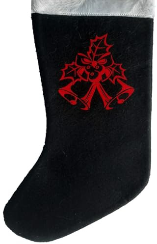 Weihnachtsstiefel, Nikolausstiefel aus Filz mit Flockdruck Glocken, Handarbeit 03
