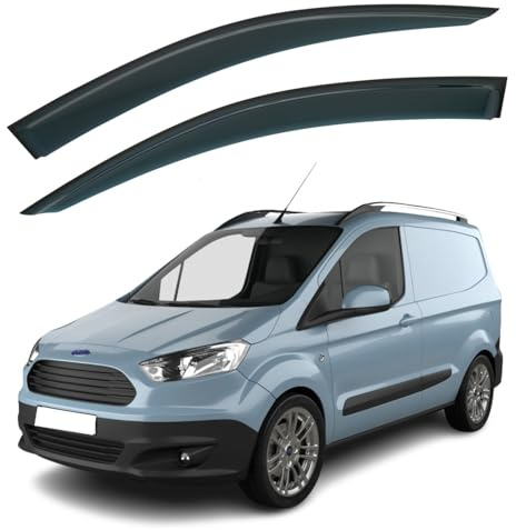 Set mit 2 Windabweisern zum Aufkleben, kompatibel mit Ford Transit Courier 2014, 2015, 2016, 2017, 2018, 2019, 2020, 2021, 2022, 2023.
