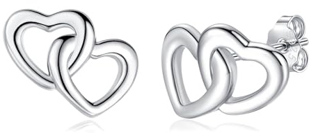 Loutade Boucles d'oreilles en forme de cœur en argent sterling 925 - Hypoallergéniques - Pour le sommeil - Pour enfants et filles - Livrées dans une boîte cadeau, Argent sterling