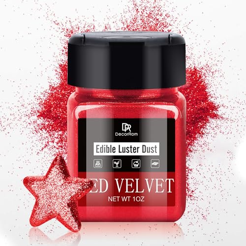 Essbarer Glitzer - 30g Essbarer Glitzerstaub Glitzerpulver für Getränke, Kuchen, Backen - Metallisch Pulver Lebensmittelfarbe Staubpulver zum Dekorieren von Lebensmittel, Cocktail, Keksen (Tiefrot)
