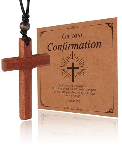 MILAKOO PrièRe BéNéDiction Pendentif Croix En Bois Collier pour la PremièRe Communion Cadeaux IdéAl Avec Carte D'Amour