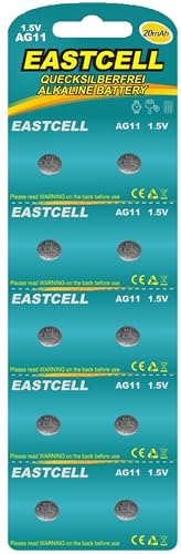 EASTCELL AG11 LR58 189 1,5V Alkaline, 10 Knopfzellen für Uhren & Rechner | 10 EASTCELL AG11/LR58 Alkaline-Knopfzellen mit 1,5V für kompatible Uhren, Taschenrechner und Kleingeräte im 10er Blister.