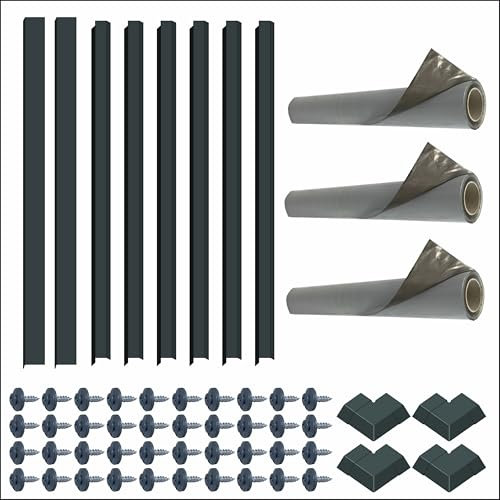 Komplett-Sets Dachabdichtung 6-20m² | Dachfolie KSK Bitumen Dachbahn | Randprofile + Rinneneinhang + Schrauben | Alu Anthrazit (Komplett-Set bis 9m²)