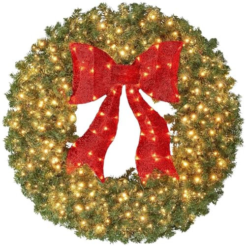 Sunfashion Weihnachtsgesteck Künstlich Weihnachtskranz, Haustür-Kranz, Dekoration, Weihnachtsdekoration, Girlande, künstliche, Weihnachten, Landhaus, Bauernhaus, Kränze, Wandfenster, (Yellow, One SI